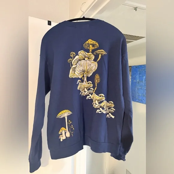 Project Social T X Urban Outfitters Blue Mushroom Graphic Sweatshirt in S/M - Picture 5 of 6